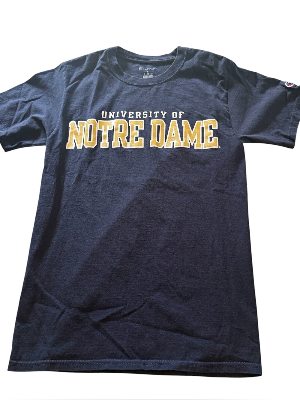 Champion University of Notre Dame T Shirt Small Navy tshirt NCAA College